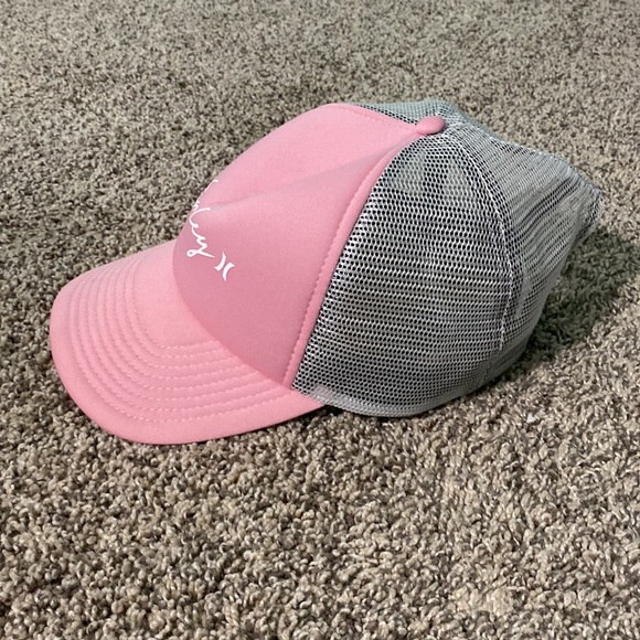 pink Hurley adjustable snap back hat with a mesh back. small stain on the bottom - Picture 2 of 5